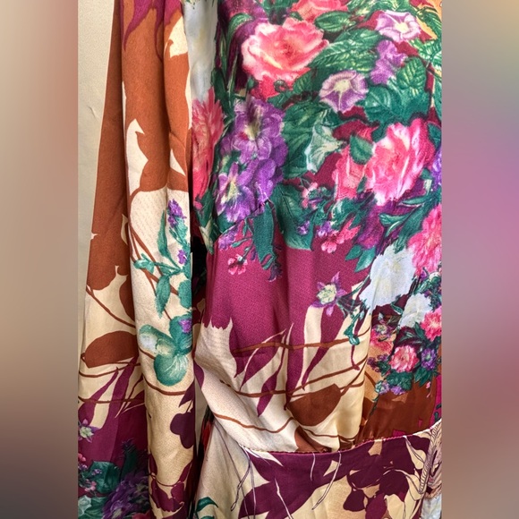 Lulus Put on a Smile Blue Floral Print Satin Wrap Maxi Dress Size Large - Picture 11 of 14